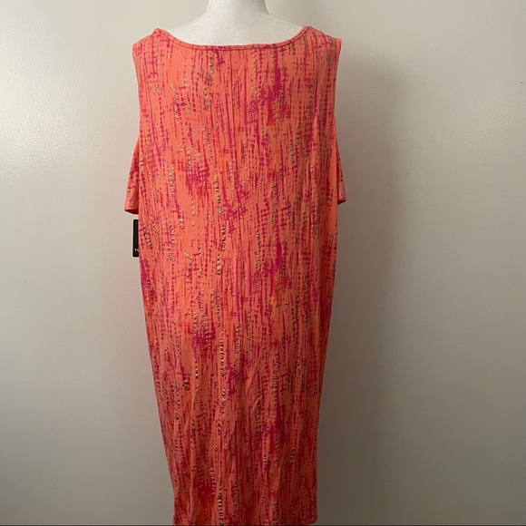 Super Soft Cold Shoulder Orange Tie Dye T-Shirt Dress - Picture 5 of 7